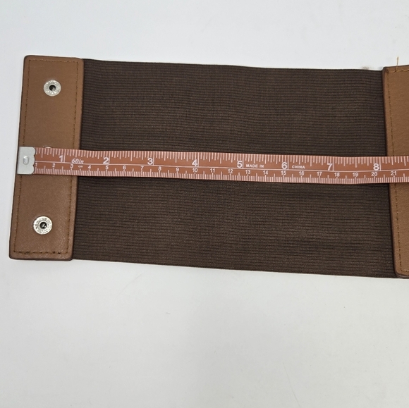 CORSET LACE UP COCO BROWN STRETCH STATEMENT WAIST BELT SNAP CLOSURE WOMEN OS - Picture 11 of 14